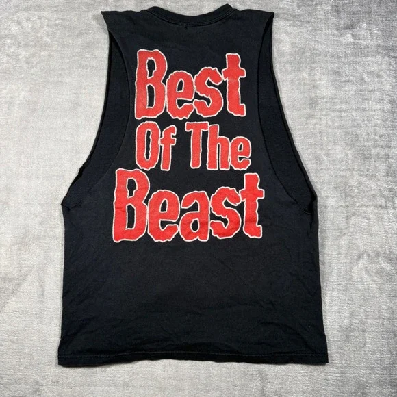 Iron Maiden Shirt Mens Large Black Vintage Y2K Best Of The Beast Metal Cut Off - Picture 7 of 11